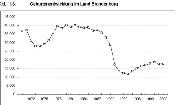 Abb. 1-3:   Geburtenentwicklung im Land Brandenburg 