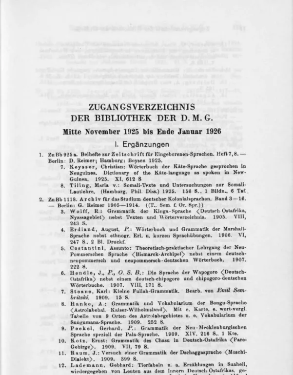 Tabelle von 9 Orten des Astrolabegebietes u. e. Vokabularium der Sungumana-Sprnche. 1909