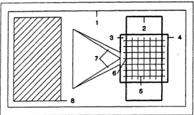Abb. 1: Ausführungsbeispiel einer für die Pipettenmethode geeig- geeig-neten Zählkammer aus transparentem Kunststoff, die aus einer Grundplatte (1) und einer fest auf der Grundplatte montierten Deckplatte (2) besteht