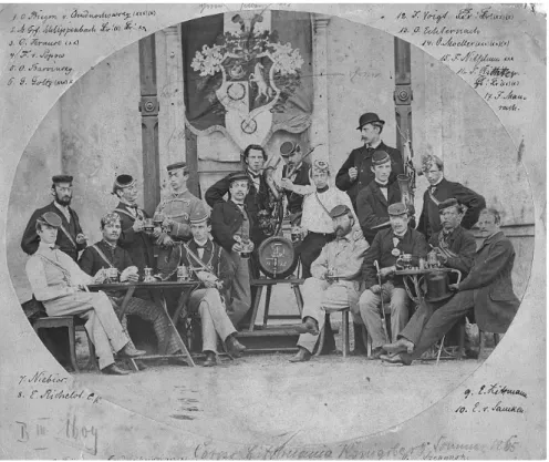 Abb. 5:  Das 1829 gegründete Corps Littuania Königsberg im KSCV (Sommer 1865). Diesem   ältesten Königsberger Corps, das nach 1945 in dem neu gestifteten Corps Albertina-Hamburg im  KSCV aufging, gehörte u.a