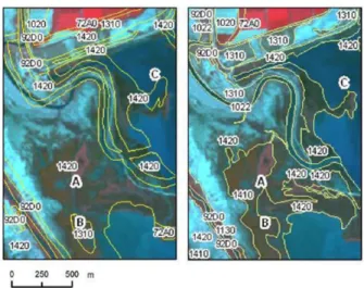 Fig. 16 The habitat map of 2001 using the original methodology and the updated habitat map using the proposed remote sensing methodology (Axios delta)