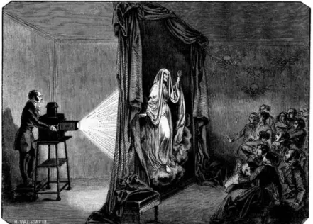 Abb. 1: Stich: Magasin pittoresque, »Une scène de fantasmagorie« (1849).