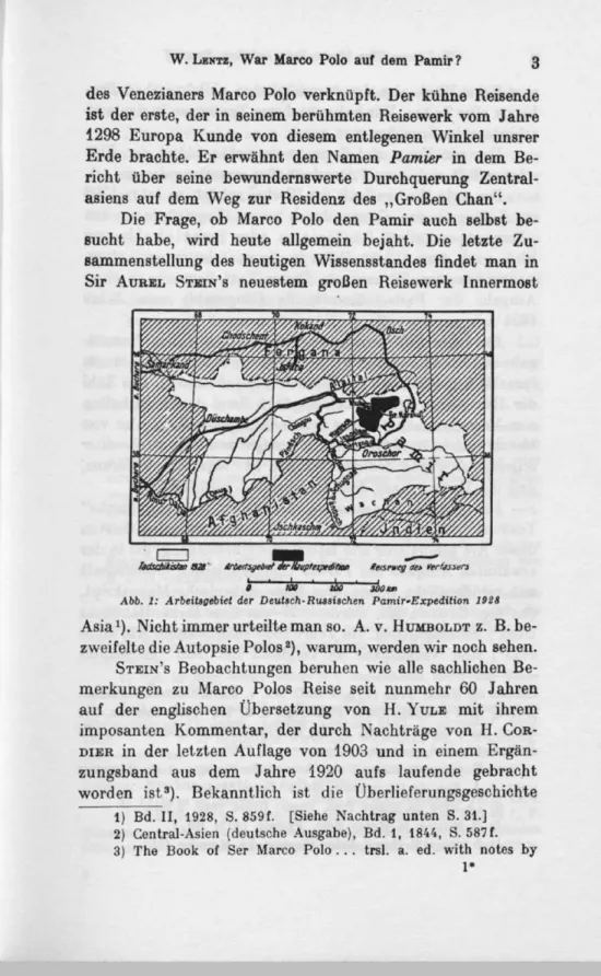 Abb. 1: Arbeilagebiel der Deutach-Rmsiechen Pamir'Expedition 1928