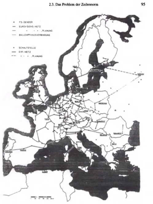 Abb. 5: Kartographische Darstellung des EBU-Eurovision-Netzwerkes im Dezember 1954, aus: 
