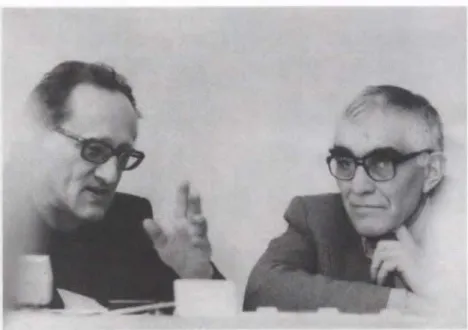 Abb. 40: Ernst Schumacher mit dem Dramatiker Heiner Midier llinks) im  Brecht-Oberseminar an der Humboldt-Universität