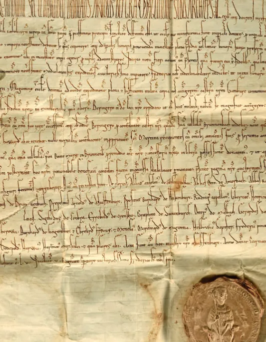 Abb. 5: Urkunde des Mainzer Erzbischofs Arnold von Selenhofen, 1157 (Staatsarchiv Wertheim R US 1157)