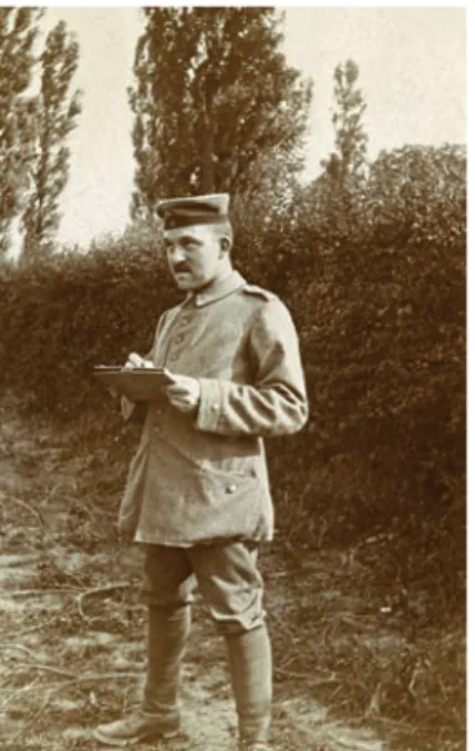 Abb. 1:   Albert Heim (1890–1960)  als Militärzeichner bei der  51.  Reserve-Infanterie-Briga-de, 1915/1916