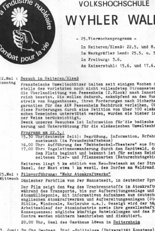 Abb. 7: Volkshochschule Wyhler Wald. Vorlage: Badisch-Elsässische Bürgerinitiativen, Weisweil.