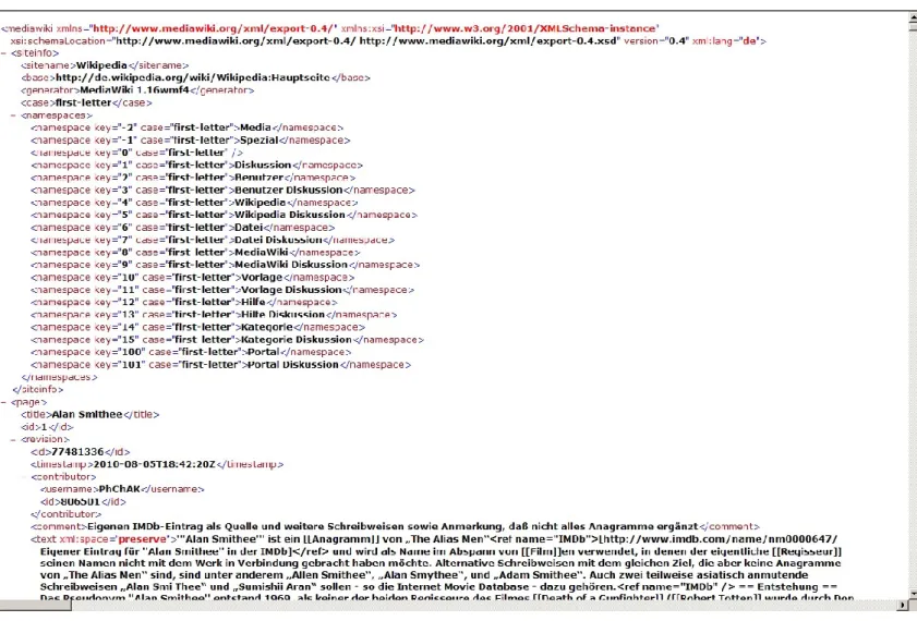 Abbildung 7: Wikipedia im XML-Format 