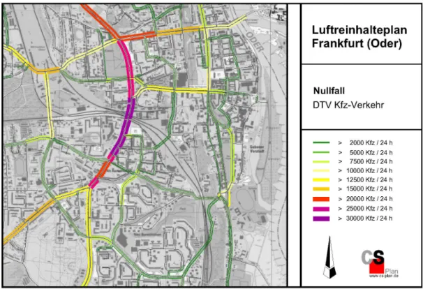 Abbildung 20: Verkehrsbelegung des Hauptstraßennetzes der Stadt Frankfurt (Oder) 