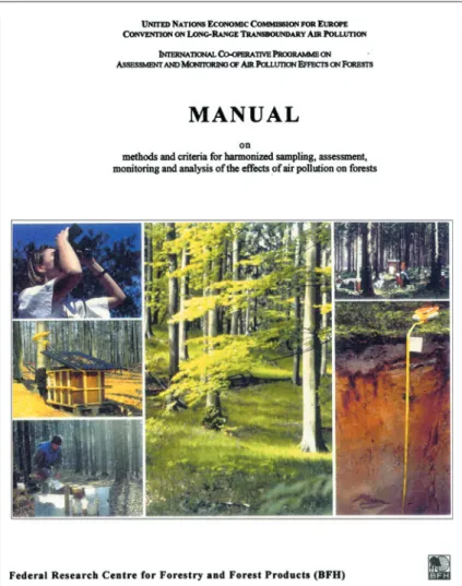 Abb. 2: Stichprobenpunkt der Waldschadenserhebung im KreuztraktAbb.  1: Methodenhandbuch  des  Internationalen  Programms  zur  Zusammenarbeit  bei  der