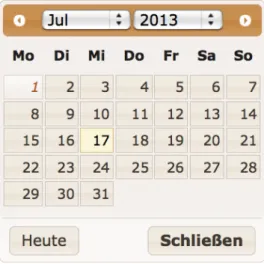 Abbildung 2: Kalender- bzw. Datumsauswahlfeld-Komponente aus PrimeFaces.