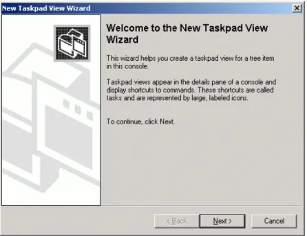 Abbildung 2.13: New Taskpad View Wizard – Startseite 