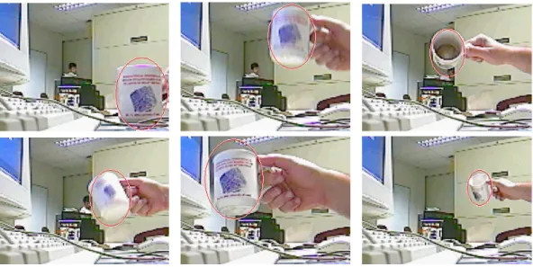 Figure 7: Mug sequence. The frames 60, 150, 240, 270, 360, and 960 are shown.