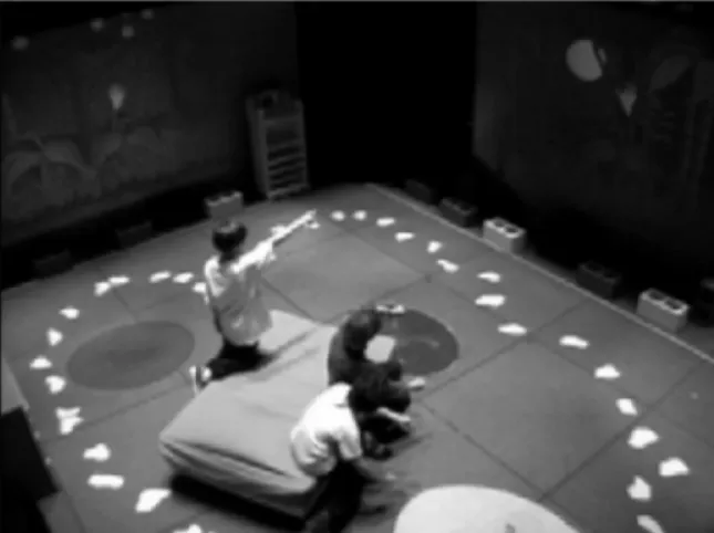 Fig. 9. The K IDS R OOM interactive play-space. Using a modified version of temporal templates, the room responds to the movements of the children