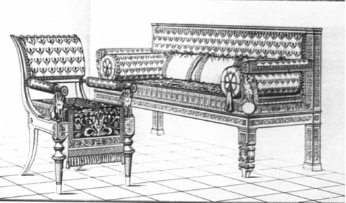 Abb. 7: Entwurf zu einem Prunksofa mit Stuhl