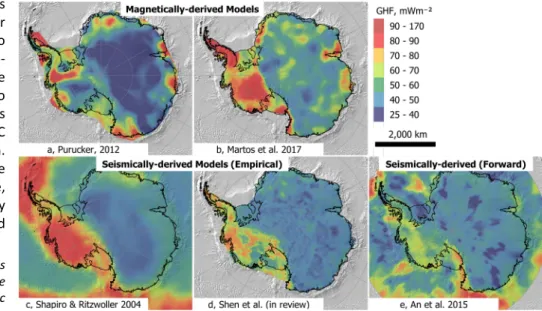 Fig. 3. Geophysical GHF estimates  derived from magnetic Curie  depth estimates  40,41   and seismic  models  44–46 