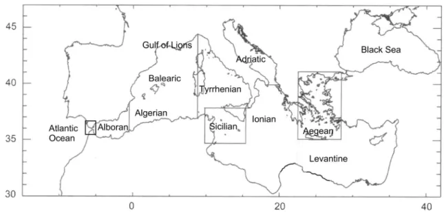 Fig. 1    Map of the Mediterranean Sea basin and sub-basins