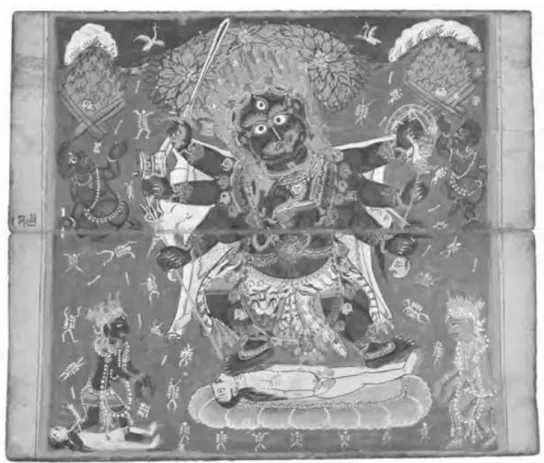 Fig . 12 : Bhairava . A painting in the concertina - -style manuscript labelled &#34; Navagrahasastra &#34;