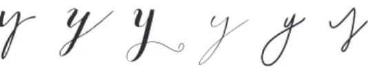 Abb. 14: Der Buchstabe „y“ in verschiedenen Kalligrafieschriften