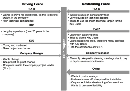 Figure 3: ERP Project Force-Field Analysis (detail). 