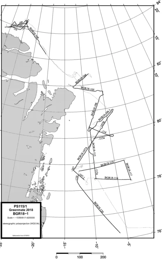 Fig. 3.10: Base map of the mcs lines during the Greenmate project