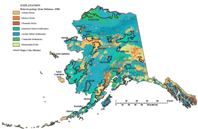 Figure 5: Bedrock geology – Alaska (Woodward et al., 2011) 