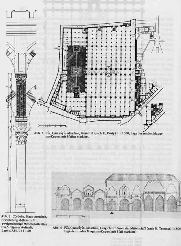 Abb. 3 Fes, QaiawTyln-Moschee, Grundriß (nach E. Pauty) 1 : 1000; Lage der runden Muqar¬