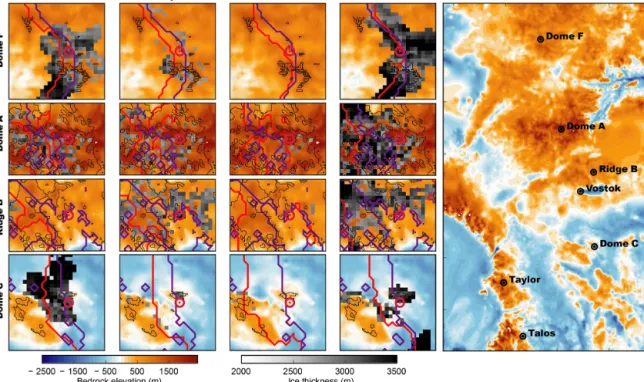 Figure 11. Comparison between regions of Oldest Ice identified in this study and in Van Liefferinge and Pattyn (2013) (Ridge B, Dome A) and Van Liefferinge et al