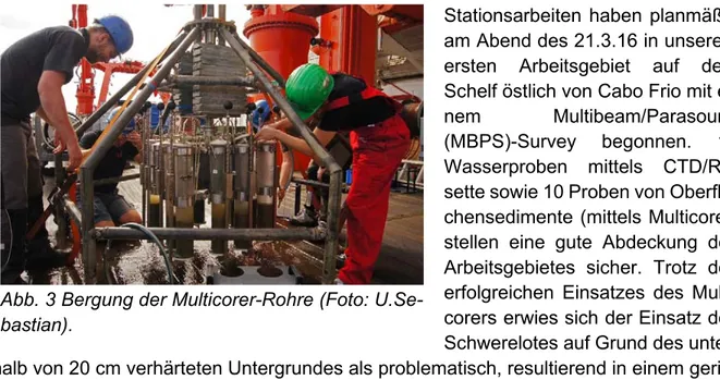 Abb. 3 Bergung der Multicorer-Rohre (Foto: U.Se- U.Se-bastian). 