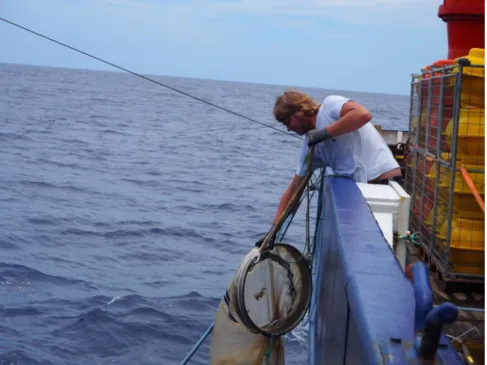 Fig. 3: Jannik  Faustmann  retrieving a drift  net (Photo: 