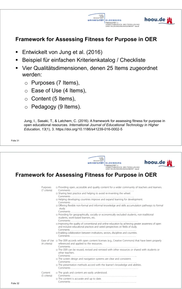 Table 5 A framework for selecting OER on the basis of fitness for purpose Dimension Fitness for purpose