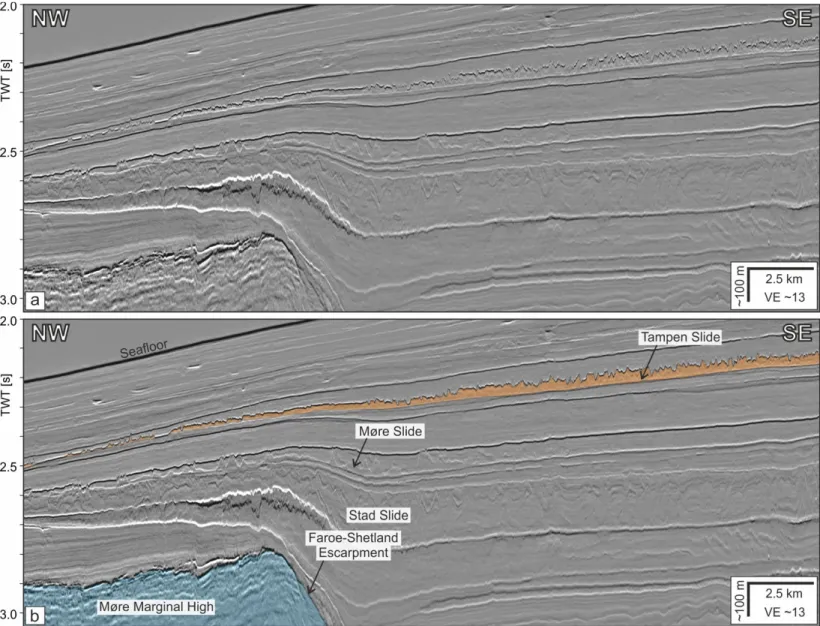 Figure S5. The ~36 km 3  retrogressive debris flow on the eastern headwall of the  Tampen Slide