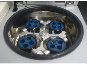 Figure 4  The interior of the medical device shows the centrifuge with 16 slots for syringes