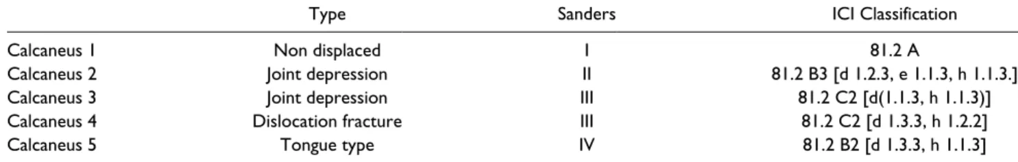 Table 1.  Classification of the 5 Calcanei Presented, Provided by 3 Experienced Foot and Ankle Surgeons