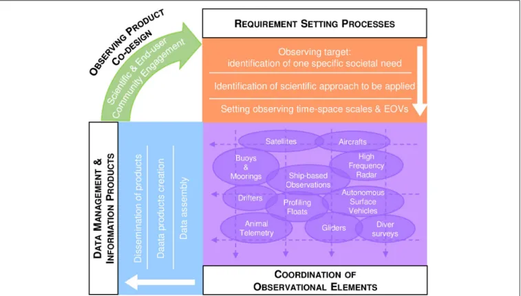 FIGURE 1 | Conceptual structure for an ocean observing value chain designed to match the original structure of the Framework for Ocean Observing (FOO) (Adapted from the FOO, 2012).