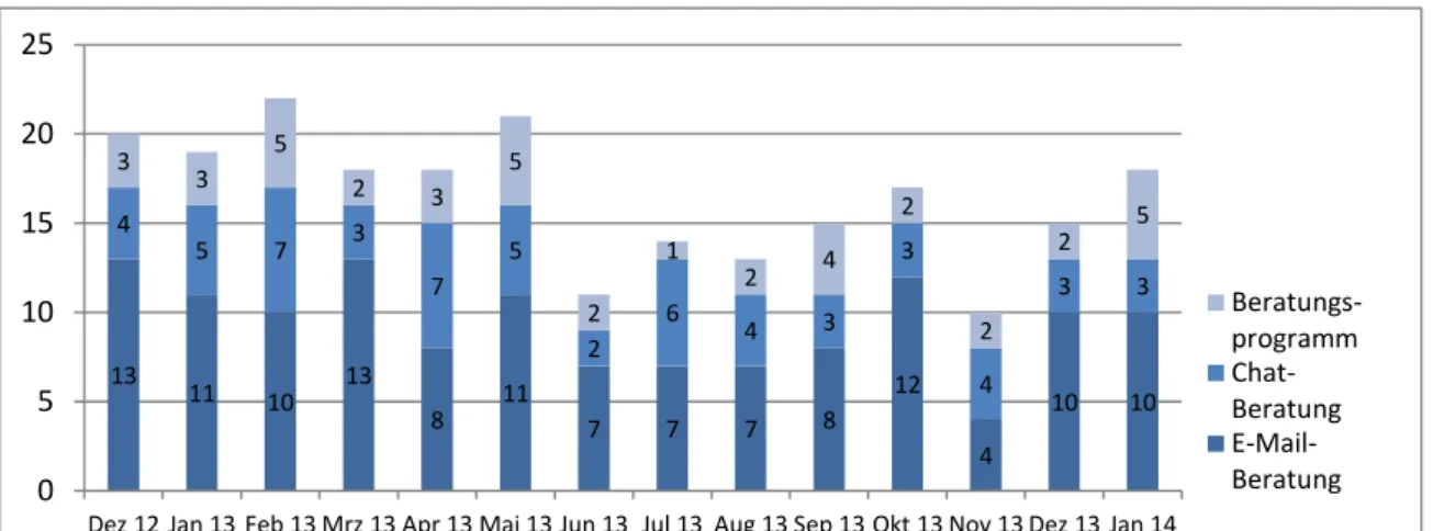 Abbildung 5: Anzahl der Anmeldungen pro Monat (Dezember 2012 bis Januar 2014) 