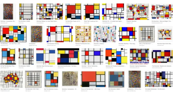 Figure 2.3: Artworks painted by Mondrian and Mondrian-inspired artworks.
