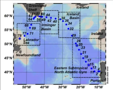 FIGURE 1 | Map of sampling stations occupied during GEOVIDE Cruise (GEOTRACES – section GA01)