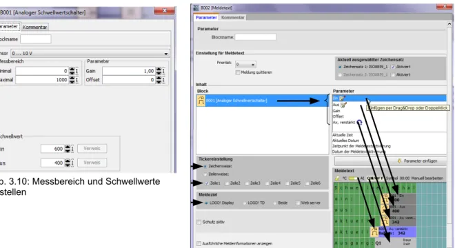 Abb. 3.9: Werte des Schwellwertschalters anzeigenAbb. 3.10: Messbereich und Schwellwerte 