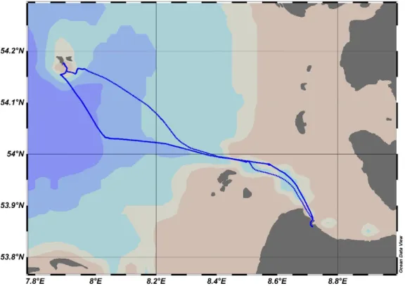 Figure 1. The L19-11 cruise track from and to Cuxhaven and Helgoland. 