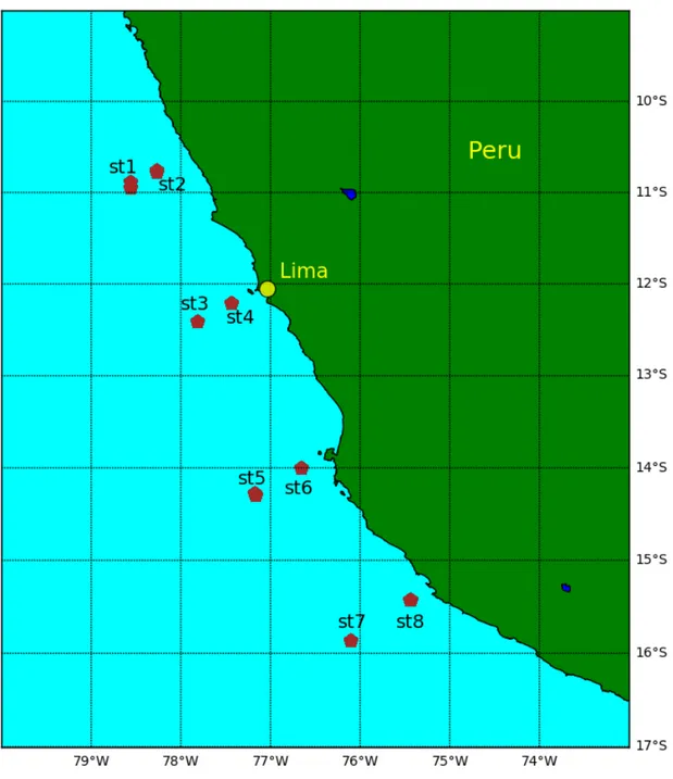 Fig.  3 Multinet sampling sites during M138 off Peru