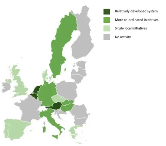 Abbildung 5 Unterschiede in der Erfassung haushaltsnahen UCO's in der EU 2016 (Greenea, 2016) 