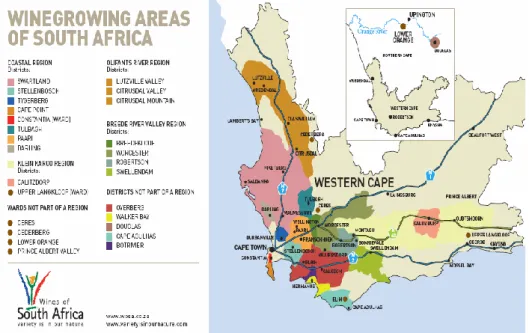 Figure 3: South Africa’s wine producing regions (Source: WOSA 2016) 