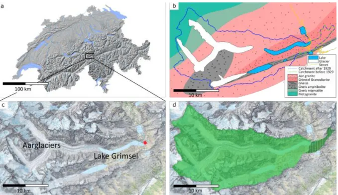 Figure 1: (a) Overview map of Switzerland with the main lake and river systems. (b) simplified 839 