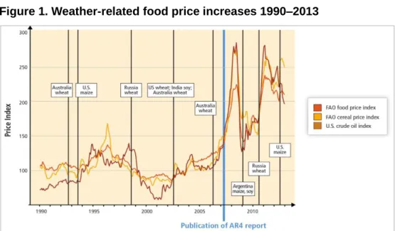 Figure 1. Weather-related food price increases 1990–2013  