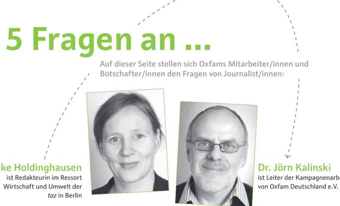 Foto Heike Holdinghausen © taz; Foto Dr. Jörn Kalinski © Mike Auerbach | Oxfam