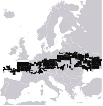 Figure 1. Total area of exploration licenses for manganese nodules in the Clarion-Clipperton Zone (CCZ; ∼1.1 million km 2 ) compared to the area of Europe