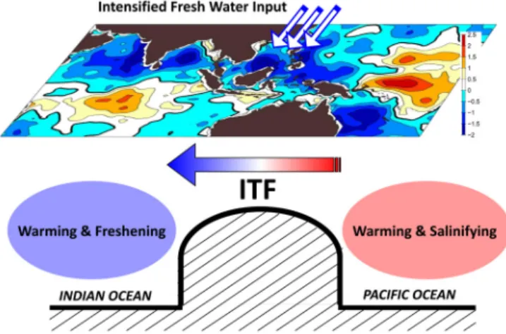 Figure 2:  Schematic representation of the climate effect of  the enhancement of the ITF during the past decade