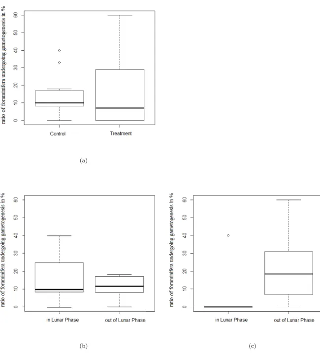 Figure 11: Comparison of the ratio of foraminifera which underwent gametogenesis: